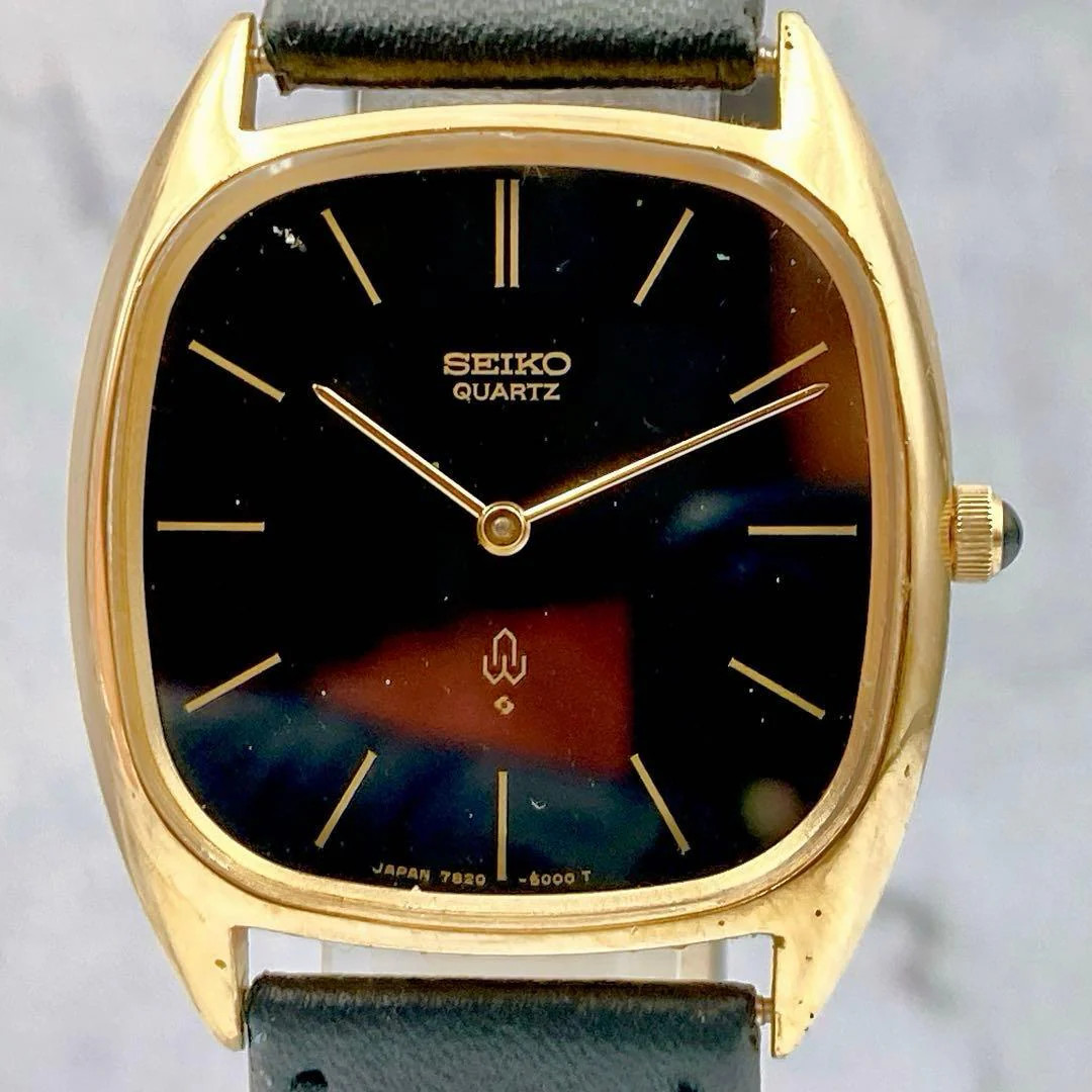 SEIKO Chariot 7820-5000 Gold Plated Square Gold Dial Quartz Watch