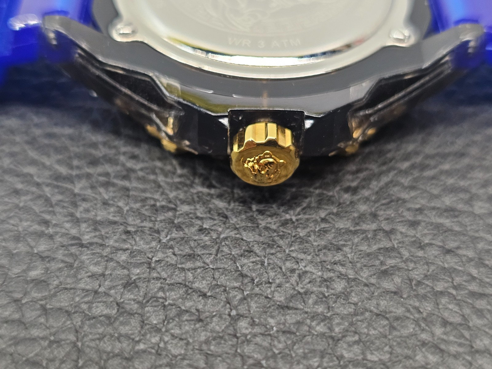 Versace Icon Active Indiglo Quartz Watch, Polycarbonate, Blue 43mm, VE6E00323