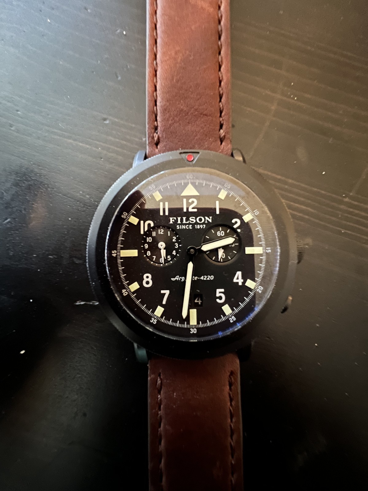 RARE DISCONTINUED Filson Scout Dual-Time 43mm Quartz Black Dial Black Bezel