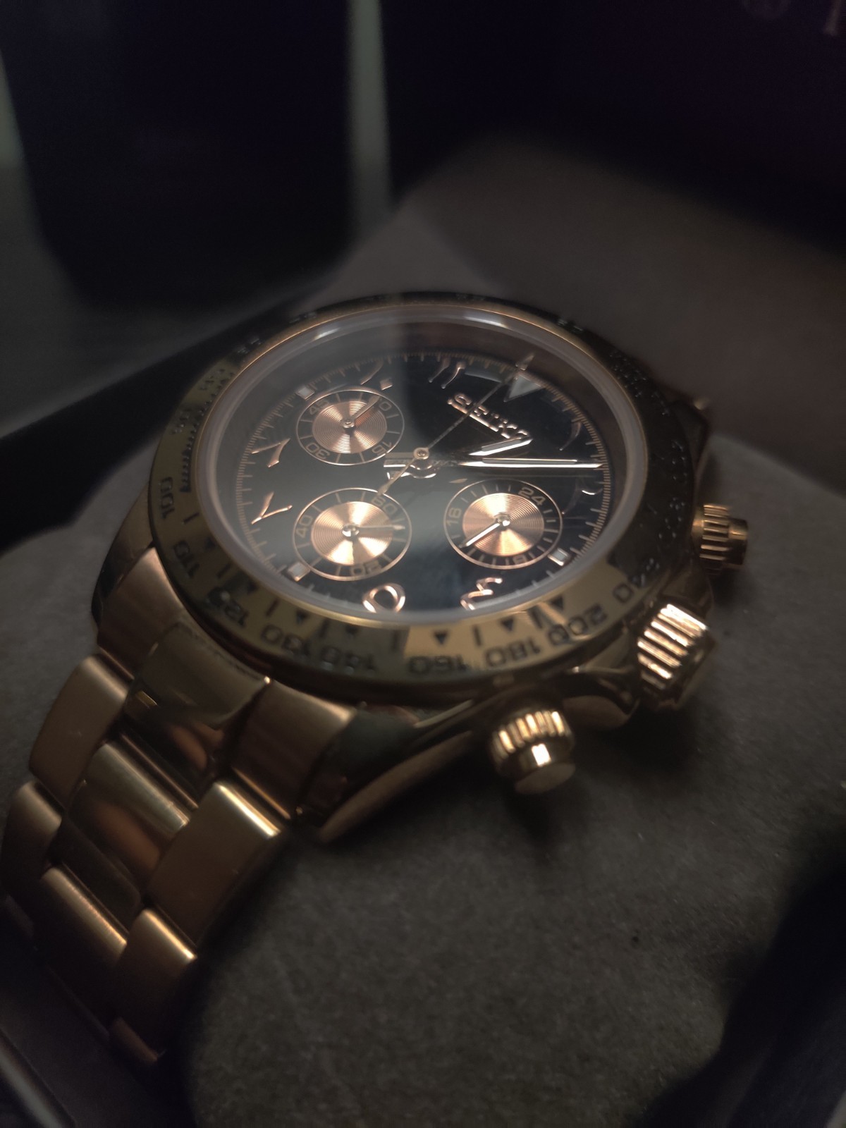 Seikomod Rose Gold Tachymeter Bezel