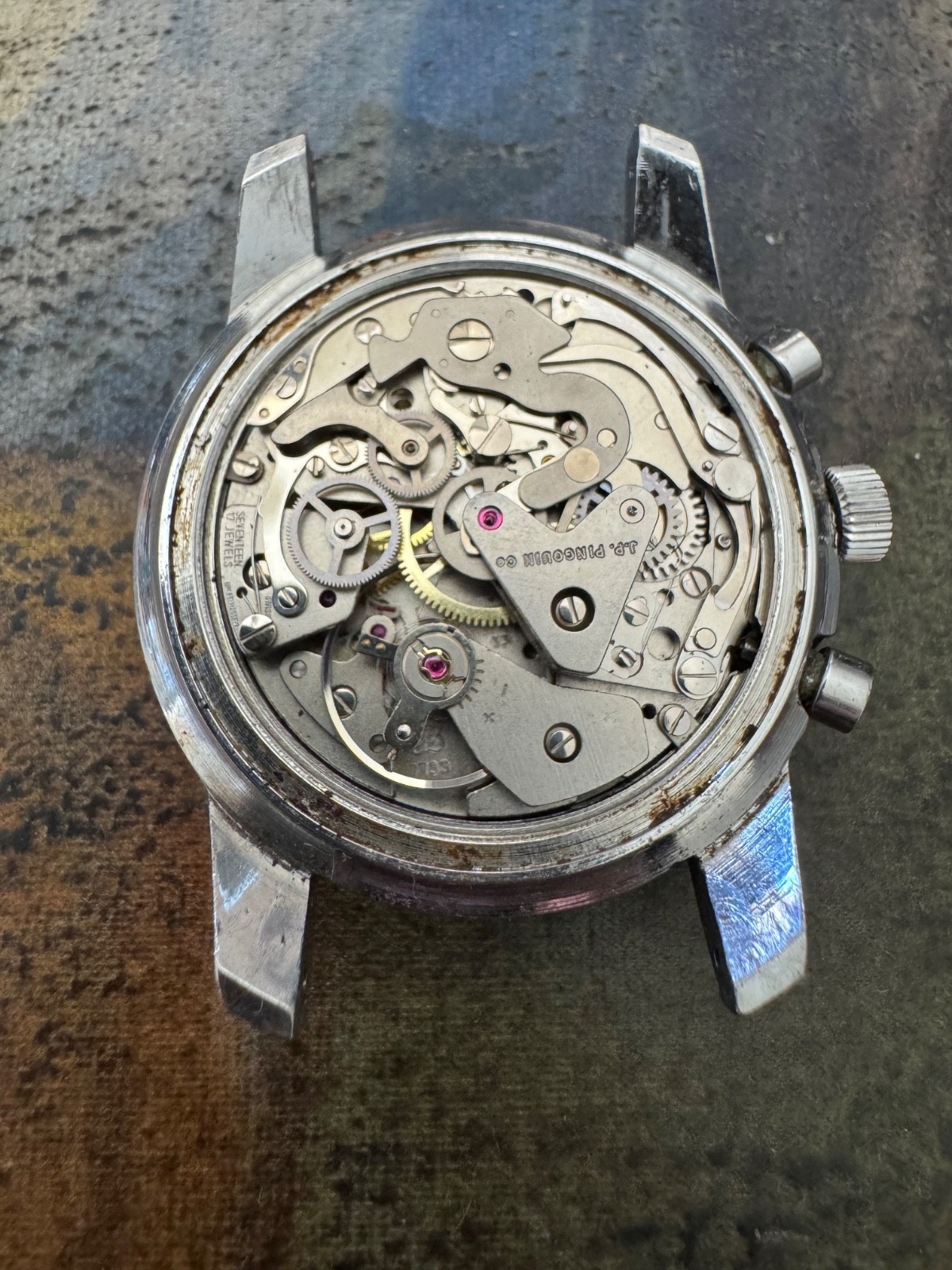 VINTAGE 1960s LE JOUR CHRONOGRAPH – VALJOUX 7733 – LOLLIPOP HAND – MISSING BEZEL
