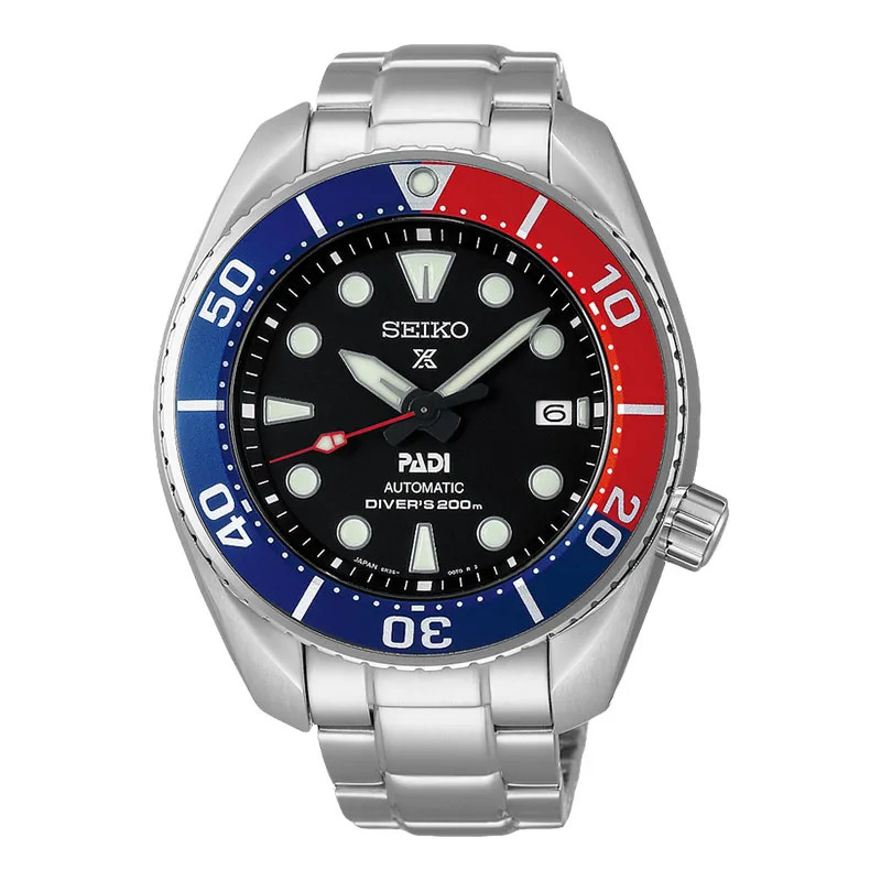 Seiko Prospex SPB181J1 PADI Sumo Pepsi Automatic Black Dial Stainless Steel Stra