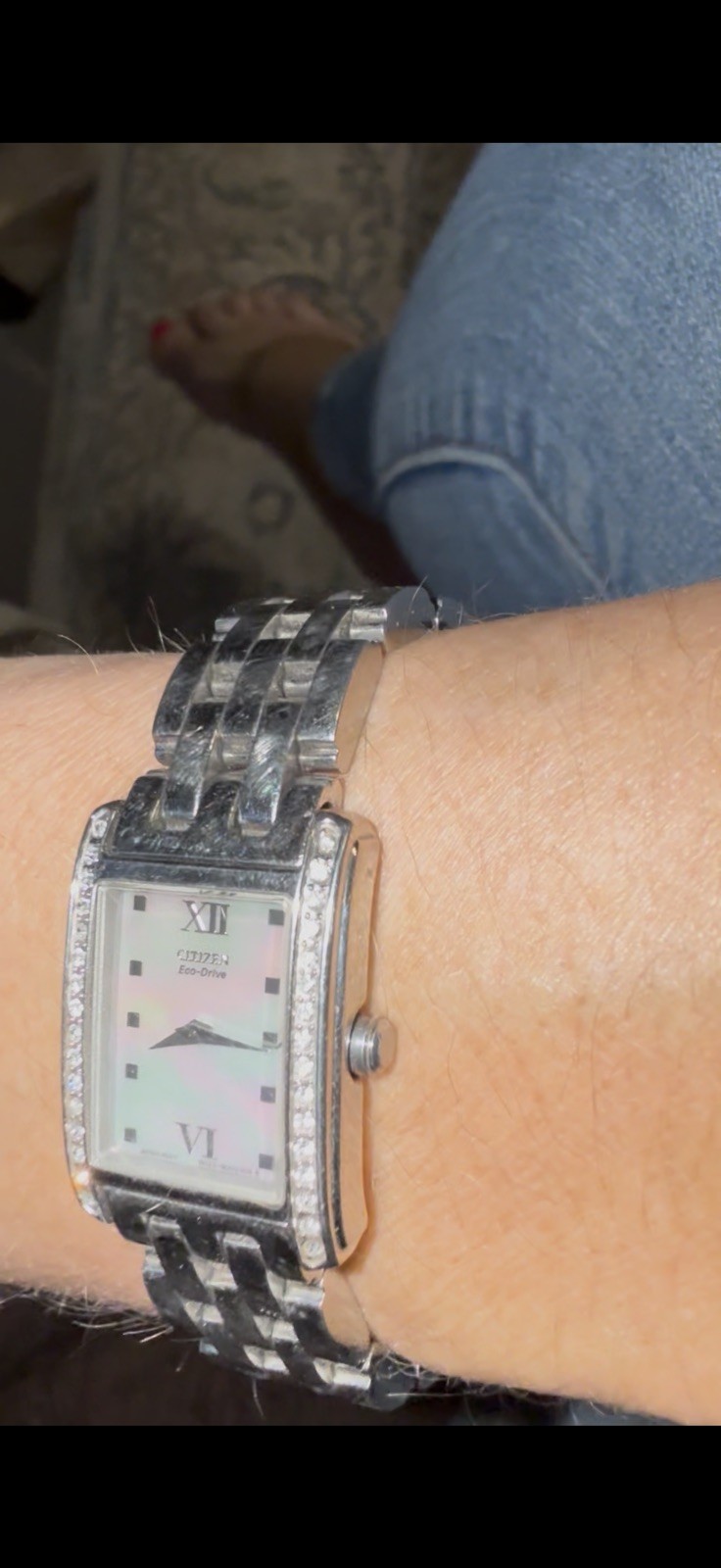 Citizen Eco-Drive EG3050-56D 38 Diamonds Silver Tone White MOP Dial Womens Watch