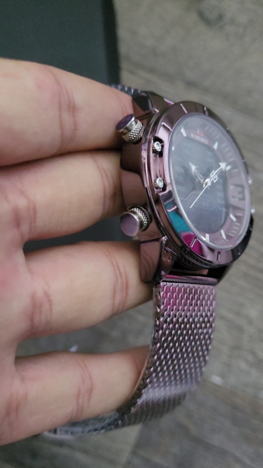 Naviforce Dual Display Chronograph Watch in Stainless Steel For Men