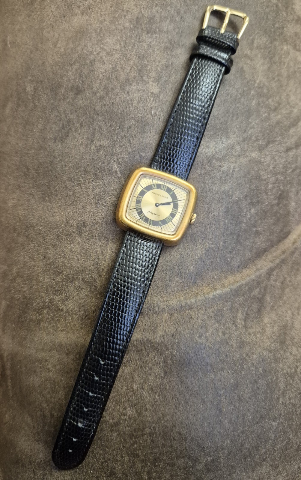 Vintage Rare Favre Leuba Happy Gold Plaque Watch 30 mm Working