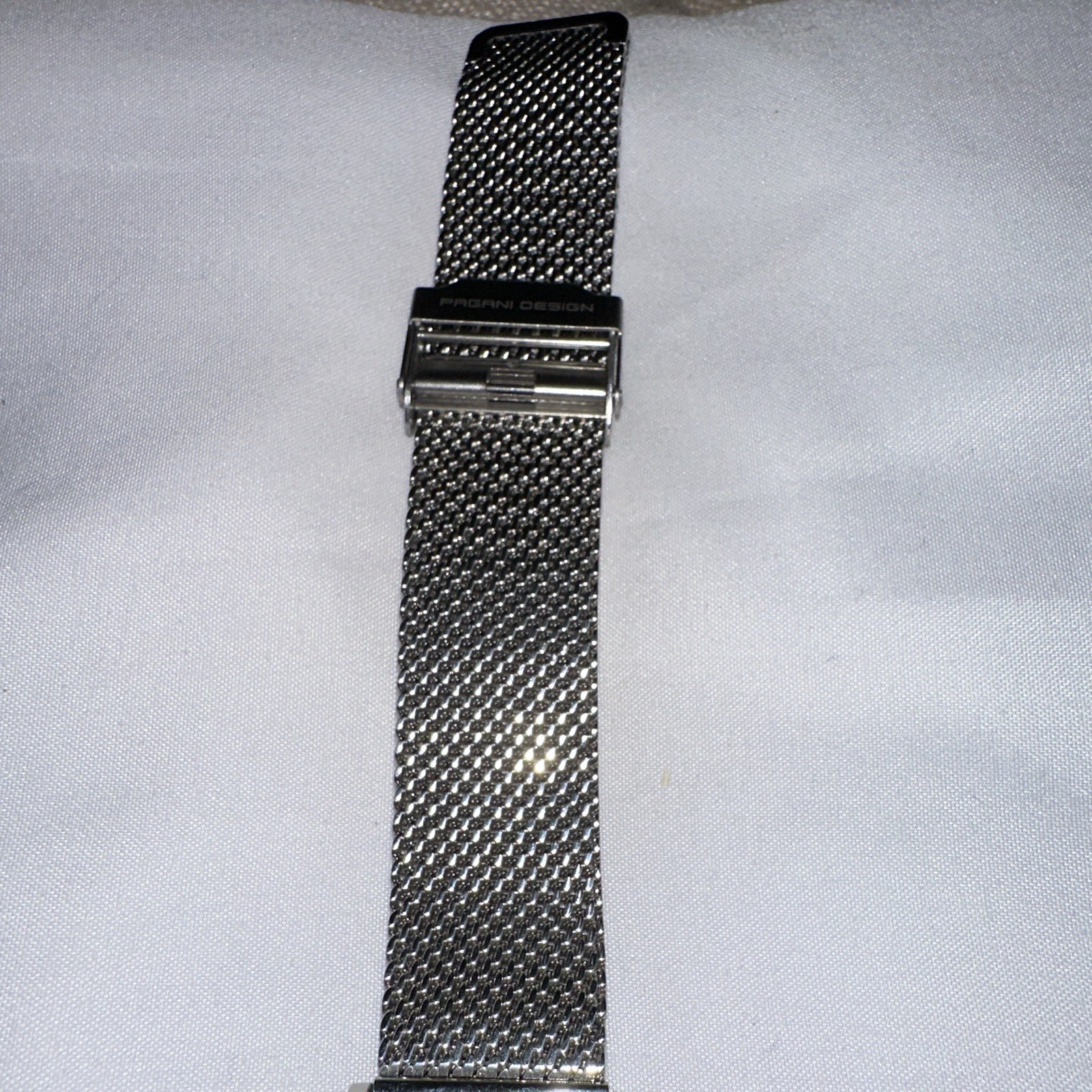 PAGANI DESIGN Quartz Chronograph Silver Dial Steel Mesh 100m WR 40-43.9mm