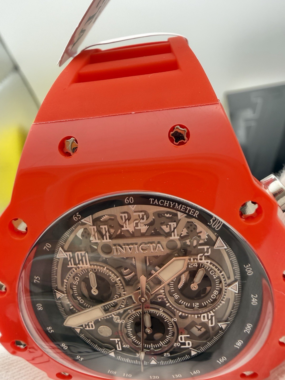 69676-Invicta Racing Vaulthan Men’s Watch 44mm Red Dial Red Silicone Strap.