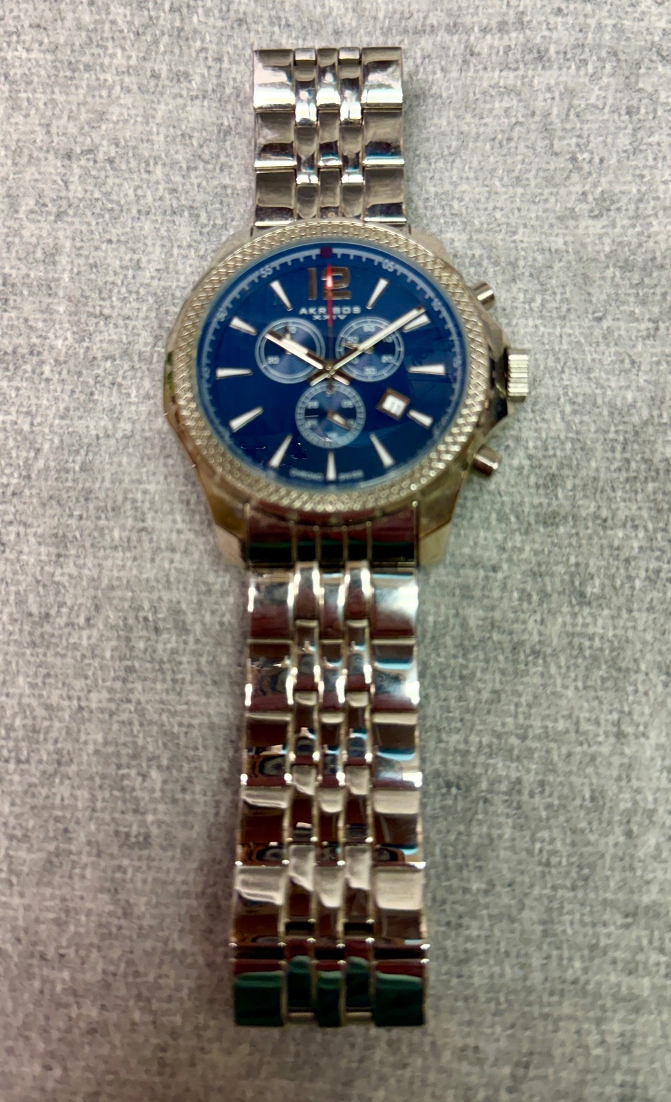 Men’s Akribos XXIV AK662BU Watch Quartz Chronograph Date Bracelet w/ Case