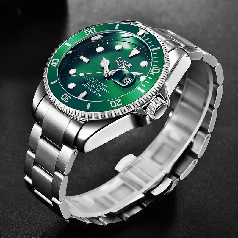 LIGE Mens Watch Fashion Brand Luminous Steel Wristwatch Business Male Watches