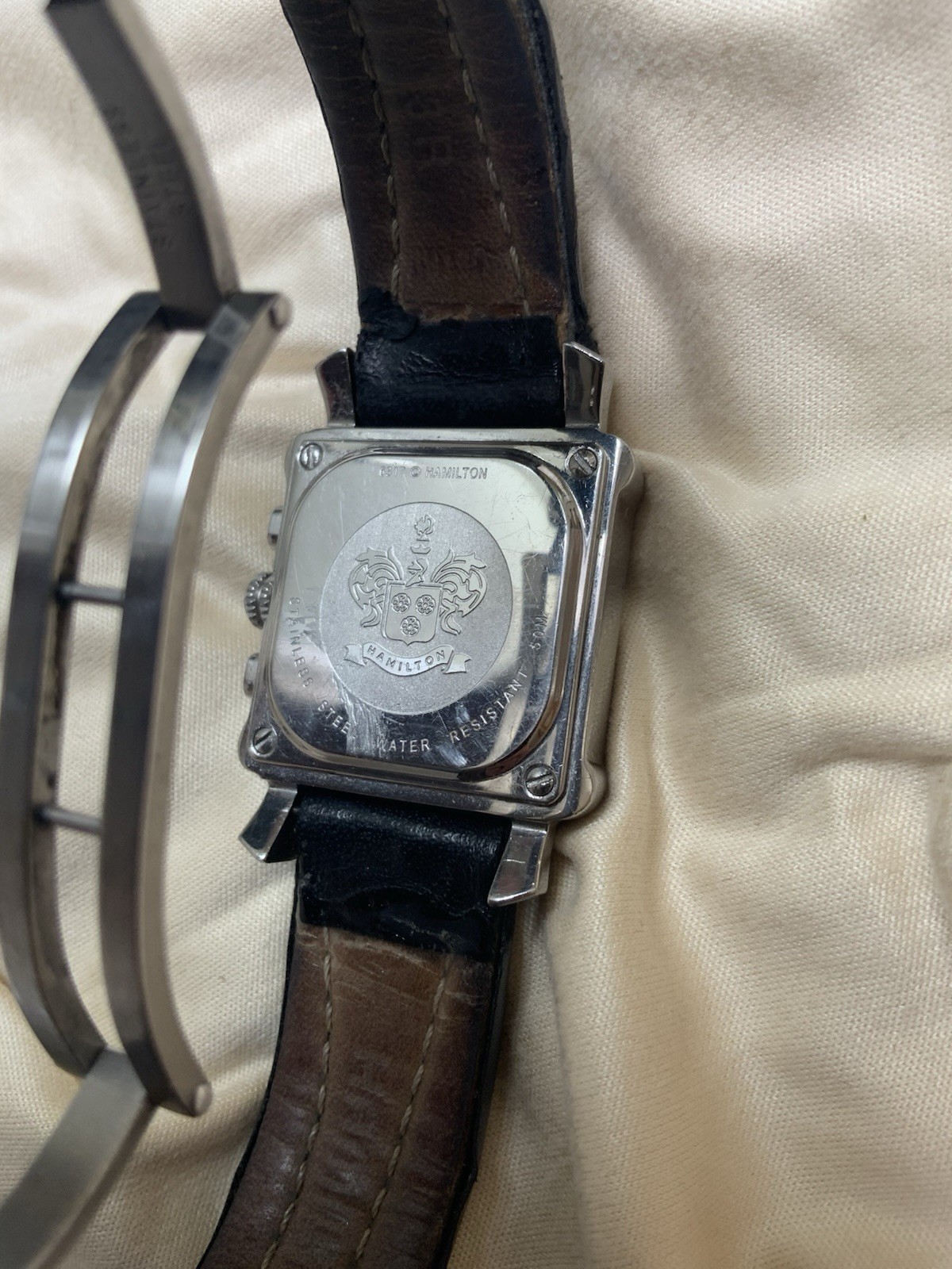 Hamilton Lloyd 6317 Quartz Chronograph Silver Dial Watch Runs Needs Repair 33mm