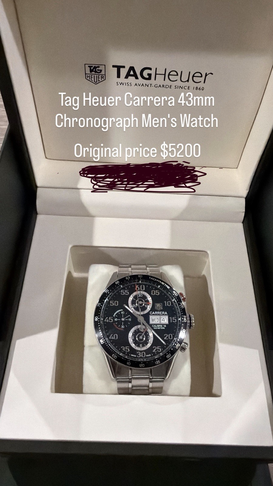 TAG Heuer Carrera 43mm Auto Chronograph Day/Date Black Dial Steel 100m