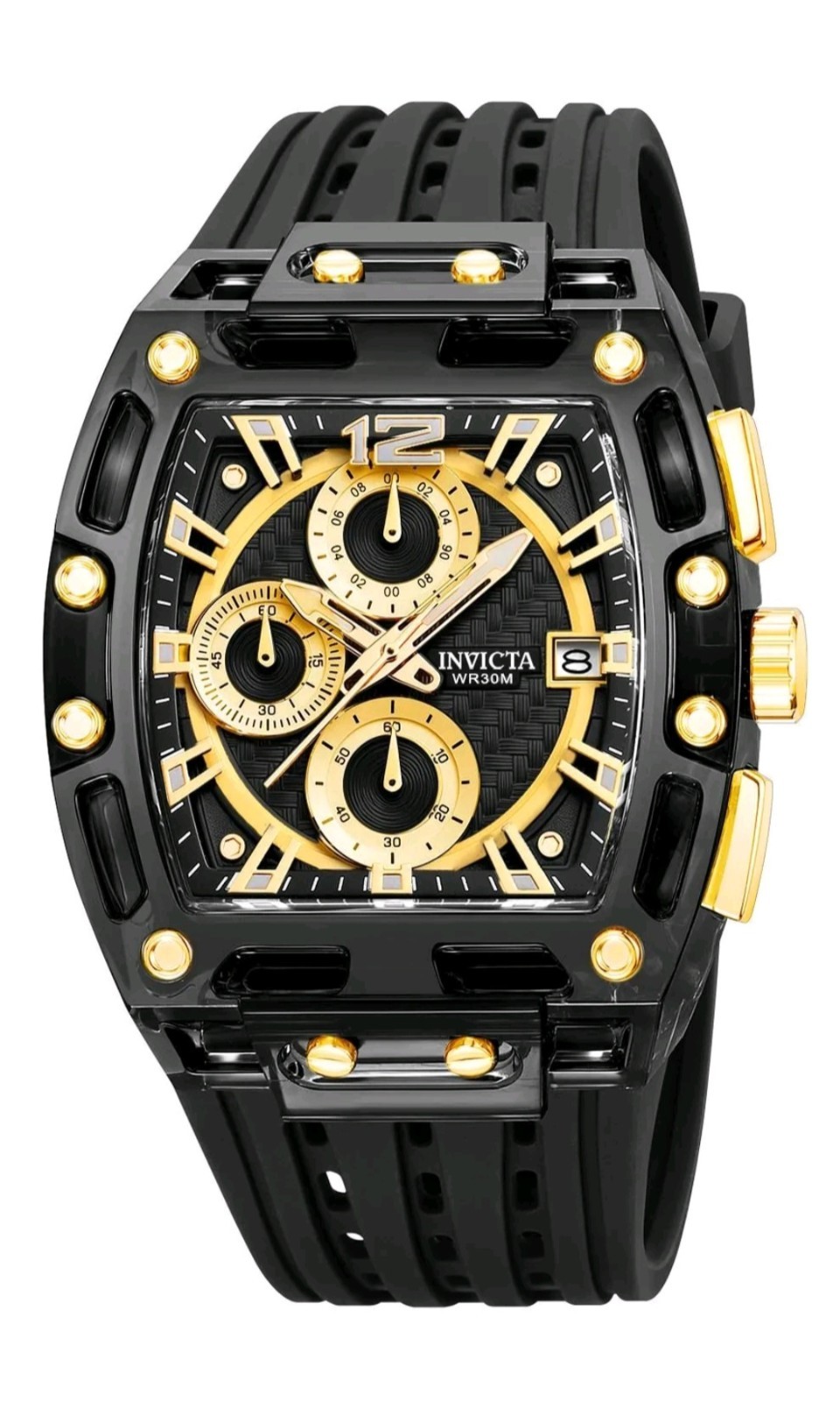 Invicta S1 Rally Men 42mm Black Tone Case Black/Gold Dial Black Band 70148 New