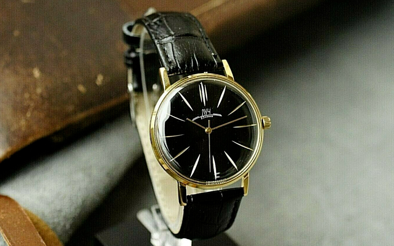 Mechanical Watch LUCH Luxury Ultra SLIM leather strap (POLJOT De Luxe) Men’s
