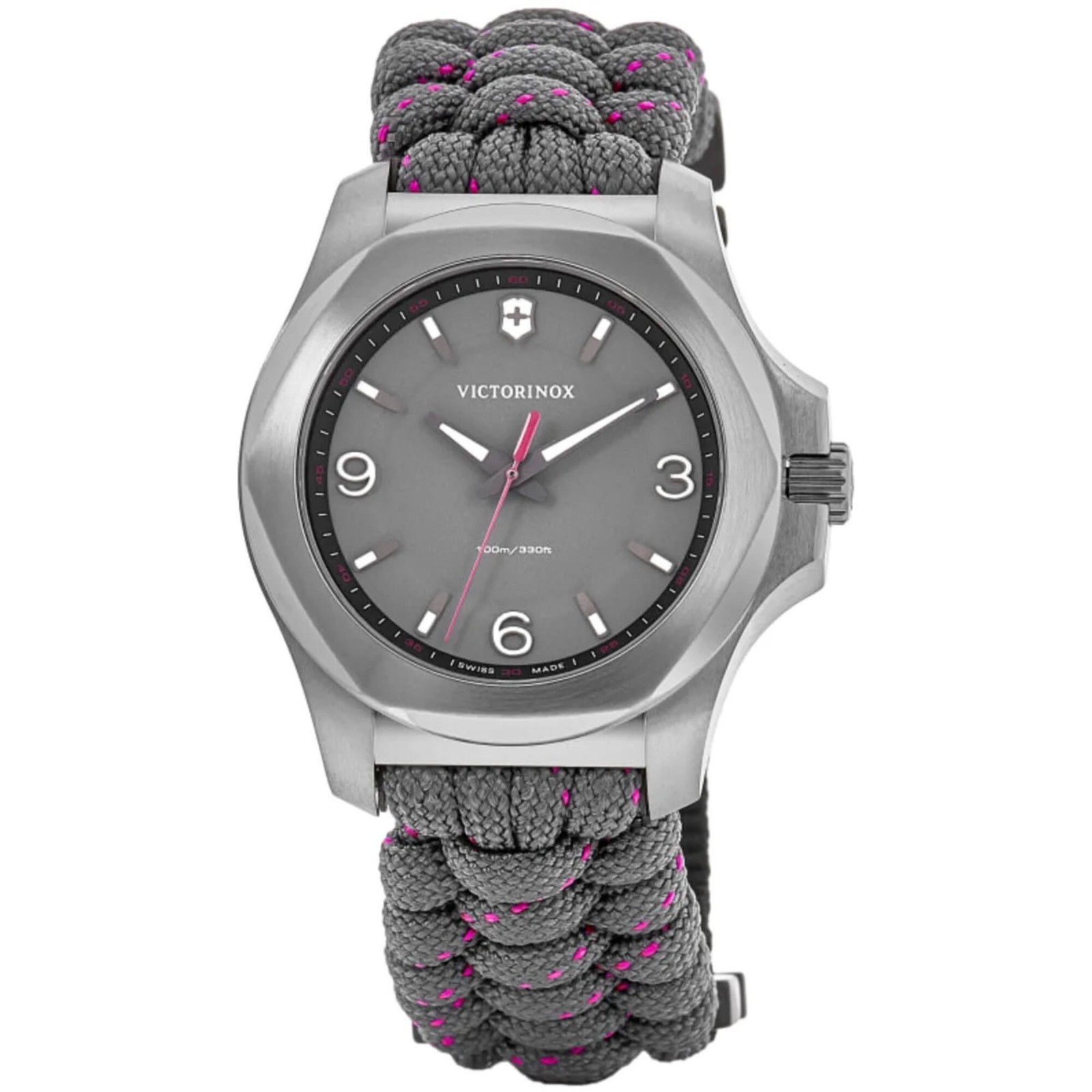 Victorinox Watch I.N.O.X. V Quartz Silver Tone Case Grey Dial Strap 241920