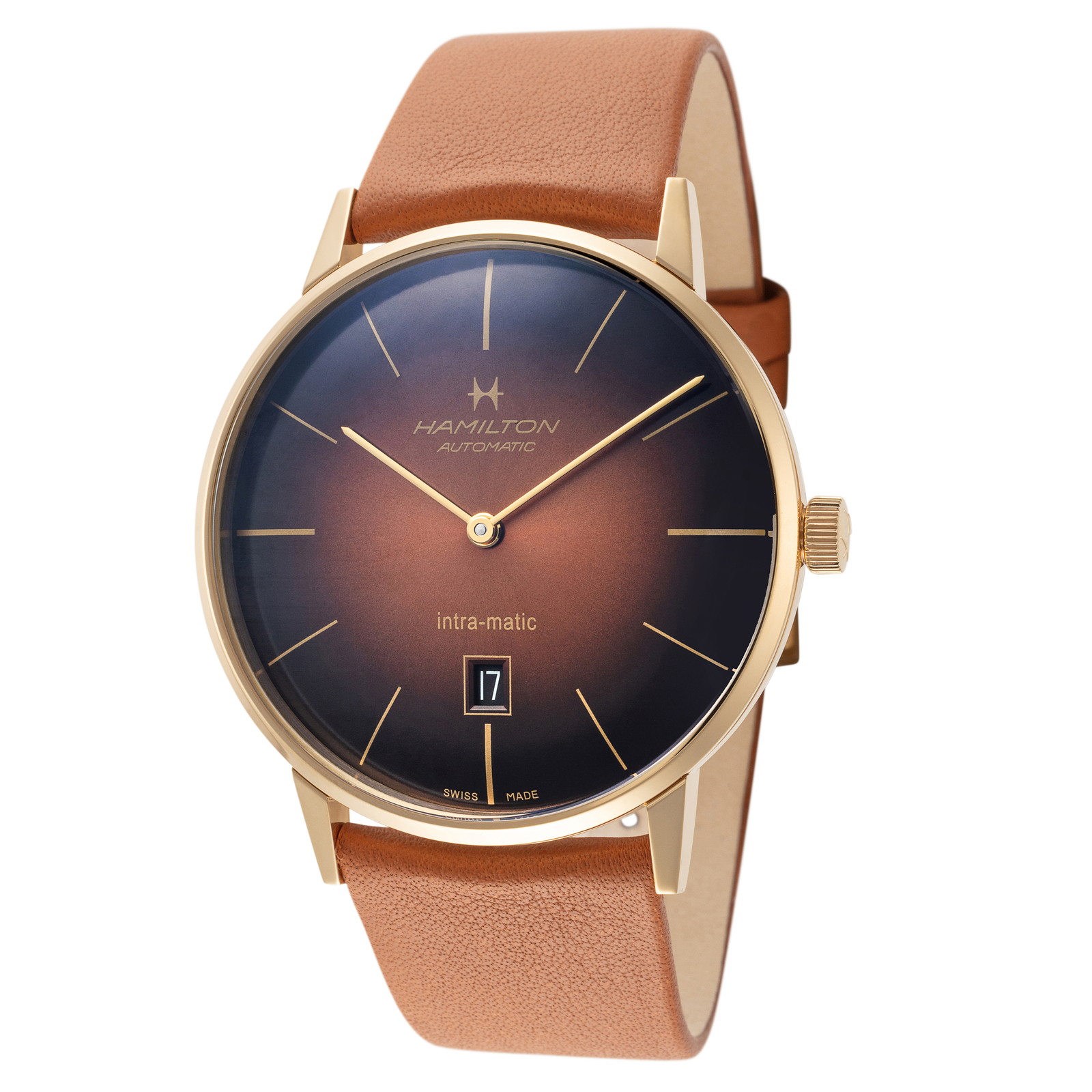Hamilton Men’s H38735501 Intra-Matic 42mm Brown Dial Leather Watch