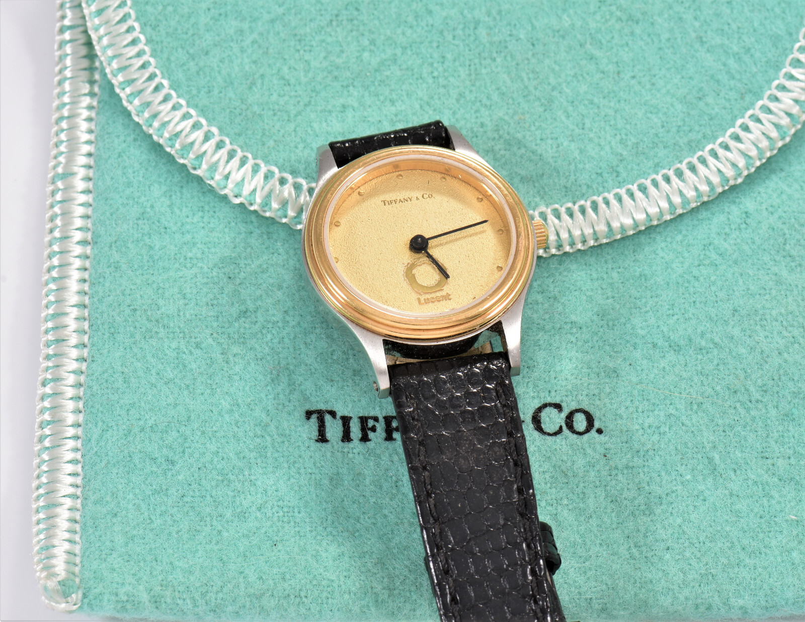 Tiffany & Co Stainless Steel Portfolio Lucent Swiss 25mm Watch Lizard Leather