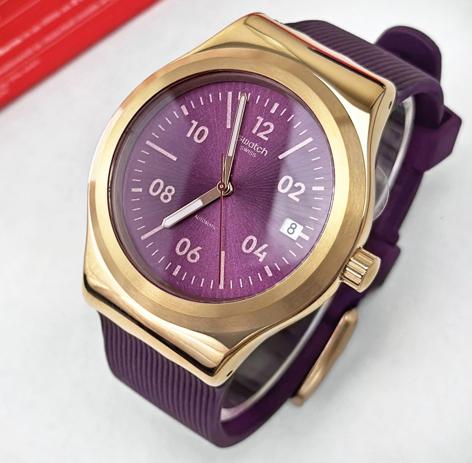 SWATCH IRONY sistem51 Swiss ETA Automatic Date YIG401 BURGUNDY STORY 42mm Watch