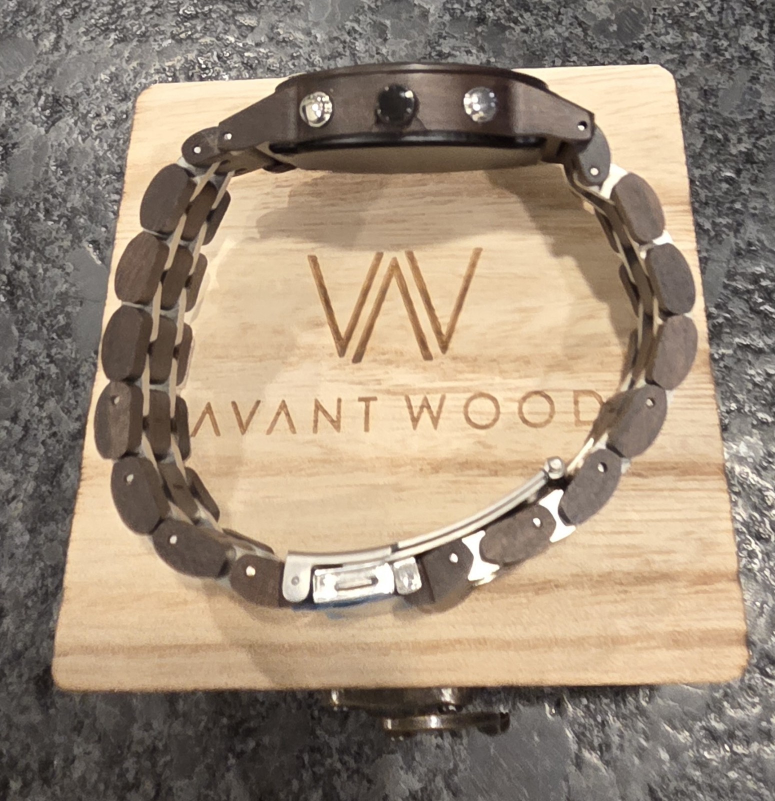 AvantWood Chrono S Ivory Black 44mm Wooden Men’s Watch Unique Sandalwood
