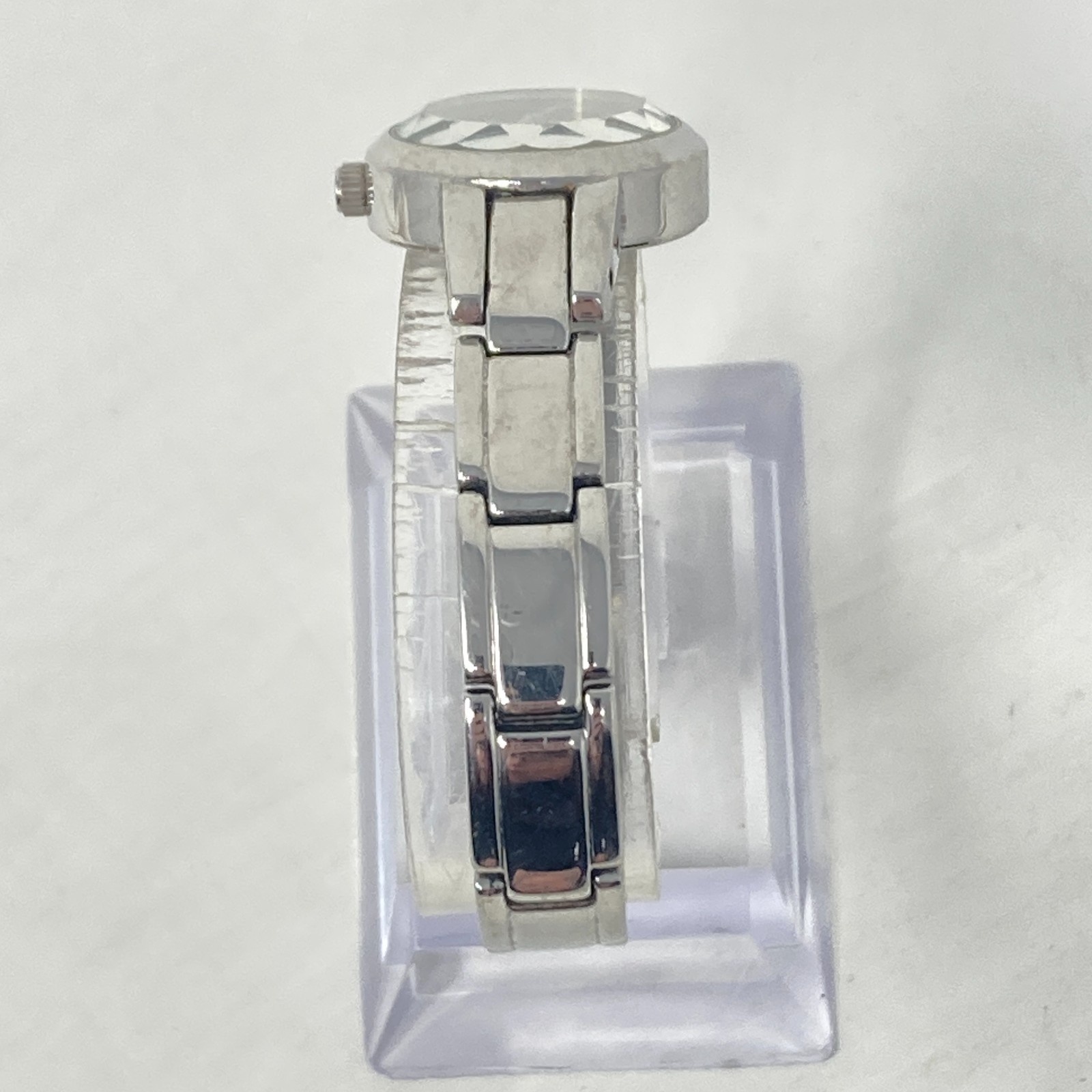Fossil F2 Womens Watch 22mm Silver Tone Green Dial Faceted WR New Battery 6.25″