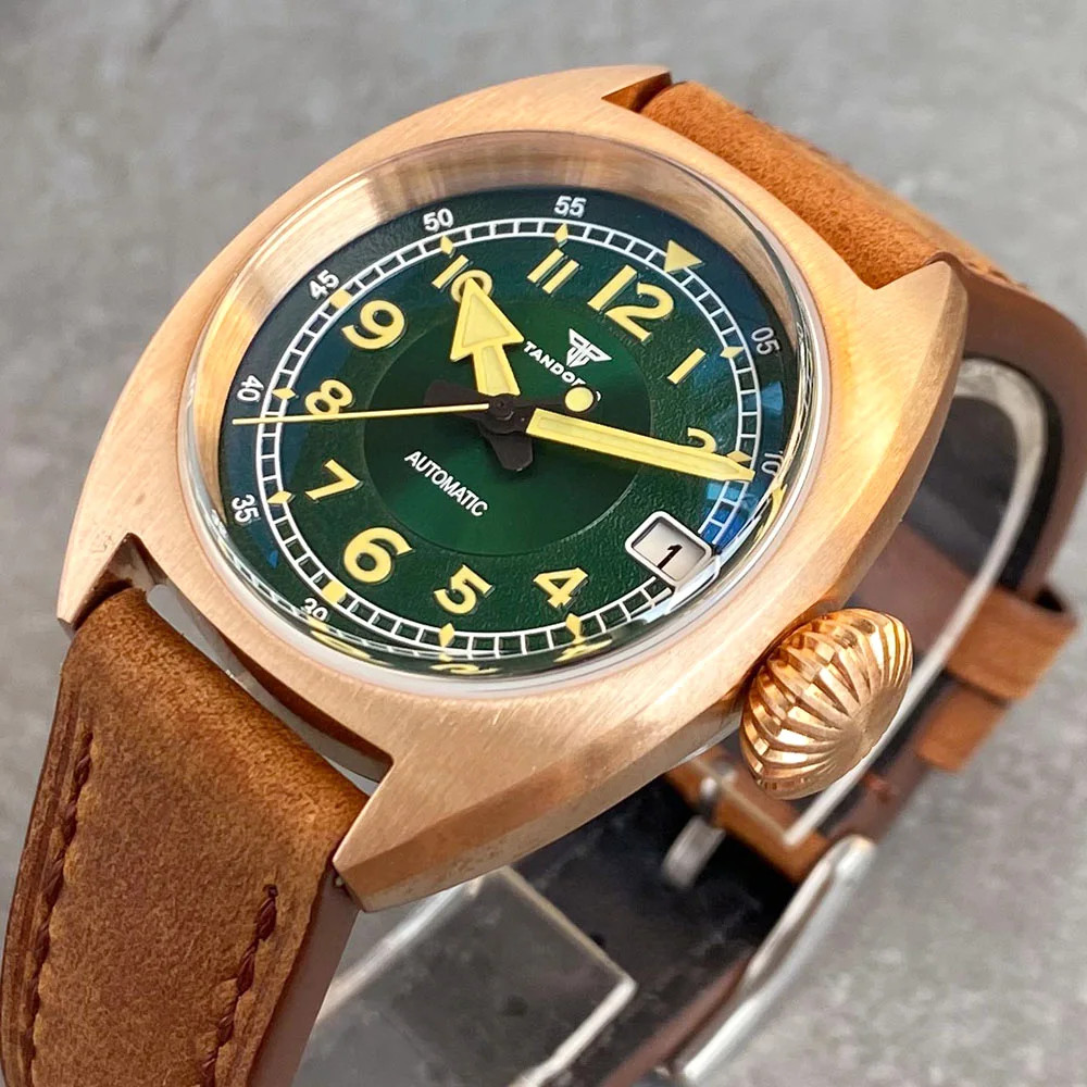 Sapphire Glass Full Solid CnSu8 Bronze Automatic Men Watches For Japan NH35 36mm