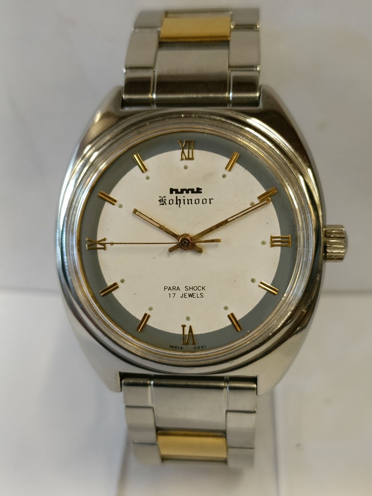 HMT KOHINOOR 17J WINDING PATINA WHITE DIAL 0231 INDIA MEN’S WORKING CONDITION