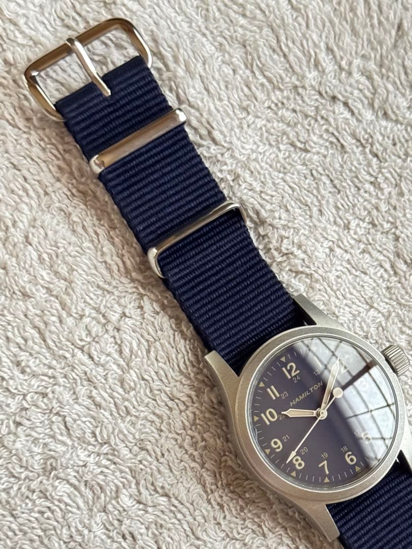 Hamilton Khaki Blue Manual Mechanical 33mm Watch SHIPS Limited Japan 072694