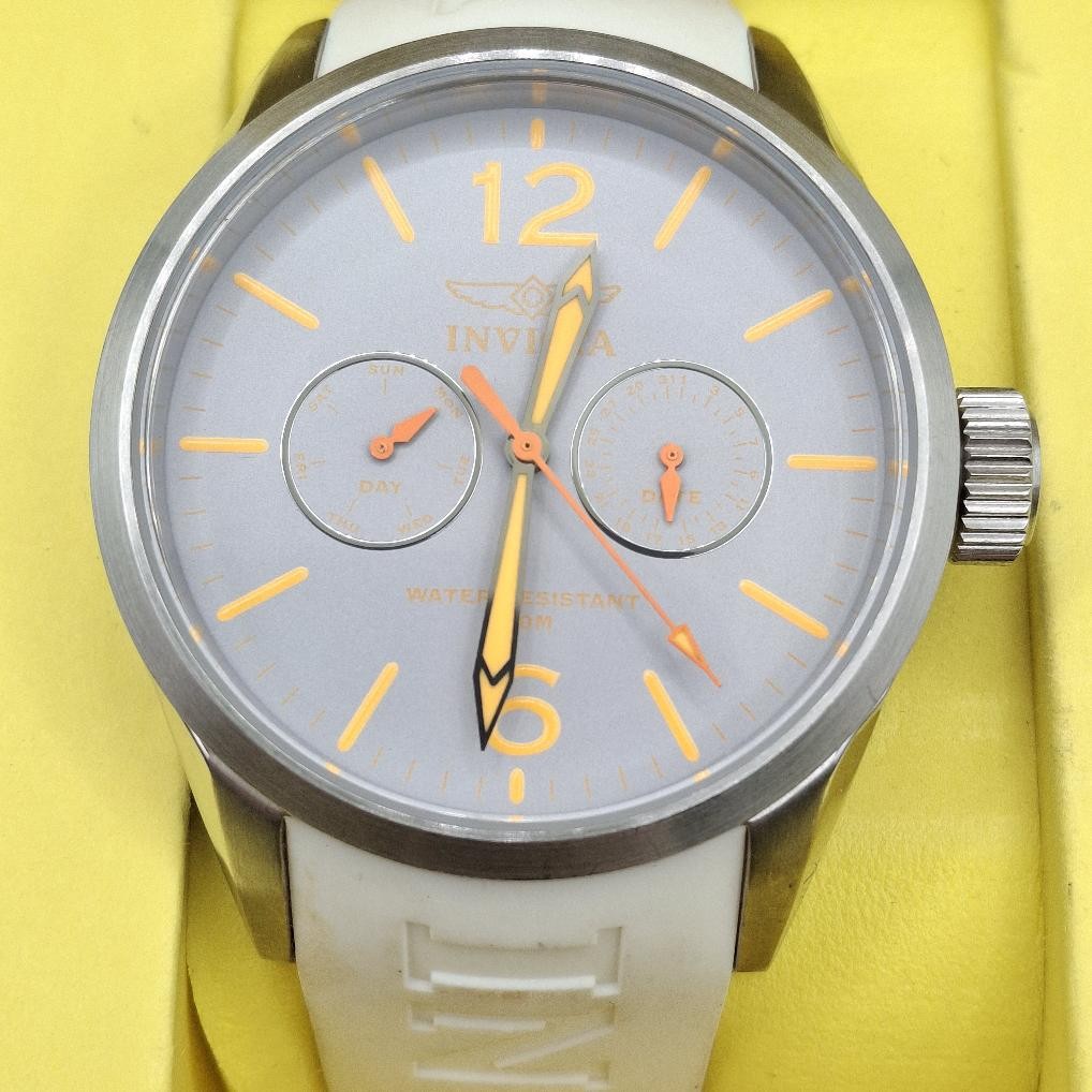 Invicta 11758 I Force White Gray & Orange Men’s 42mm Swiss Quartz Day Date Watch