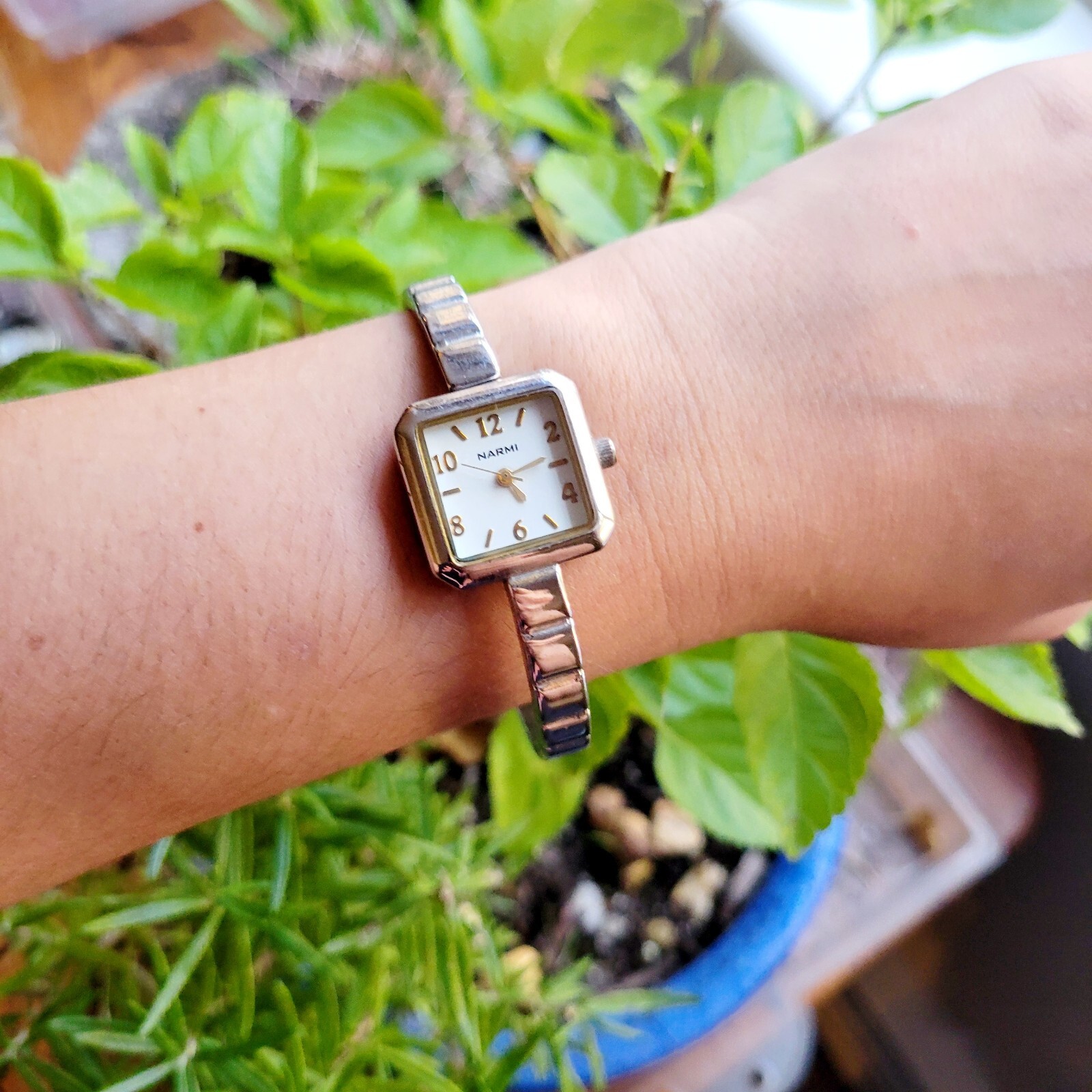 Classic Narmi Classic Silver & Gold Womens Womans Square Watch