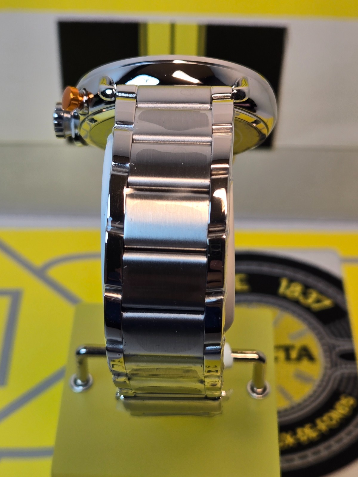 Invicta Speedway GearShift Men’s Watch Quartz 44mm, Steel w/ Orange & Black Dial