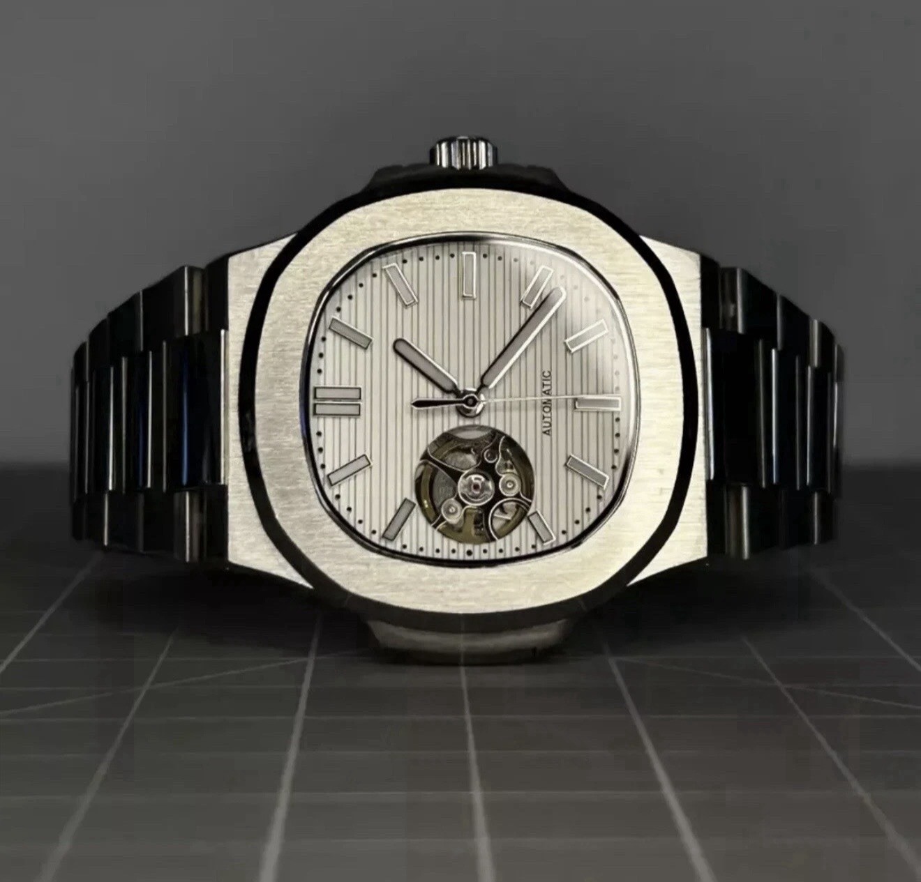 Custom 40mm Steel “Jumbo” White Open Heart Mod Watch w/ NH38 Automatic
