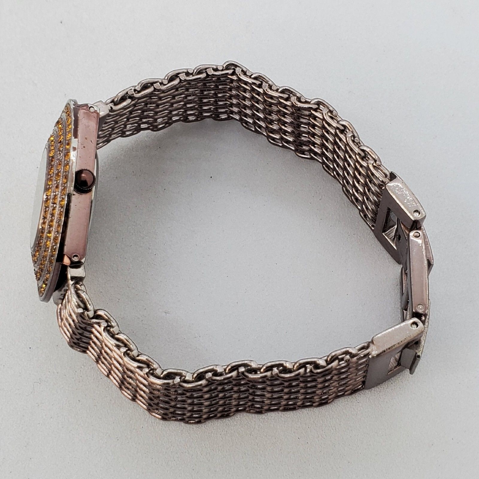 Kessaris Dark Brown Dial Mesh Bands 34MM Round Case 7″ Wrist New Battery