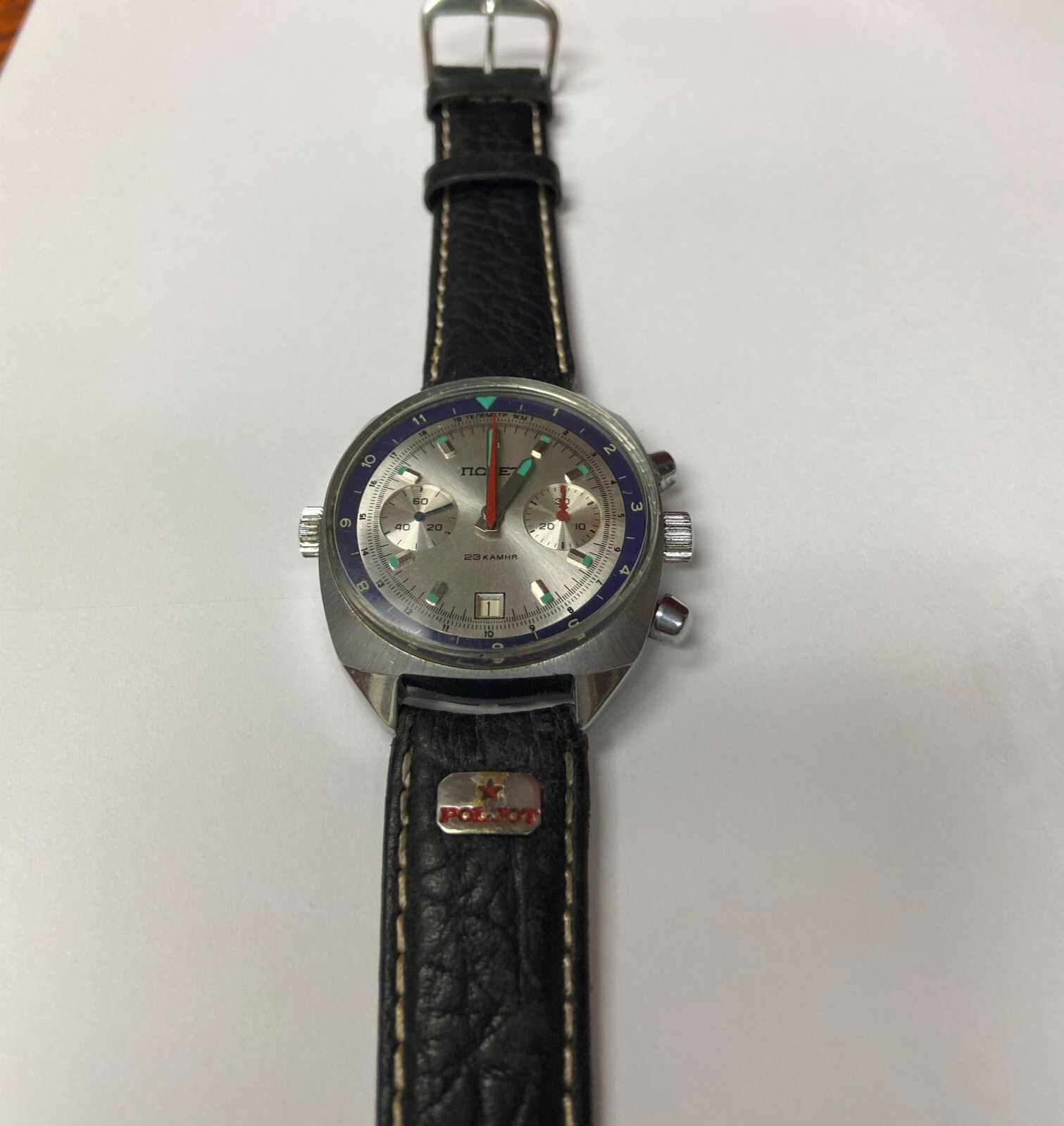 RARE POL JOT FLIGHT WATCH ЛОЛЕТ 23 JEWELS WITH ORIGINAL EMBLEM PERFECT CONDITION