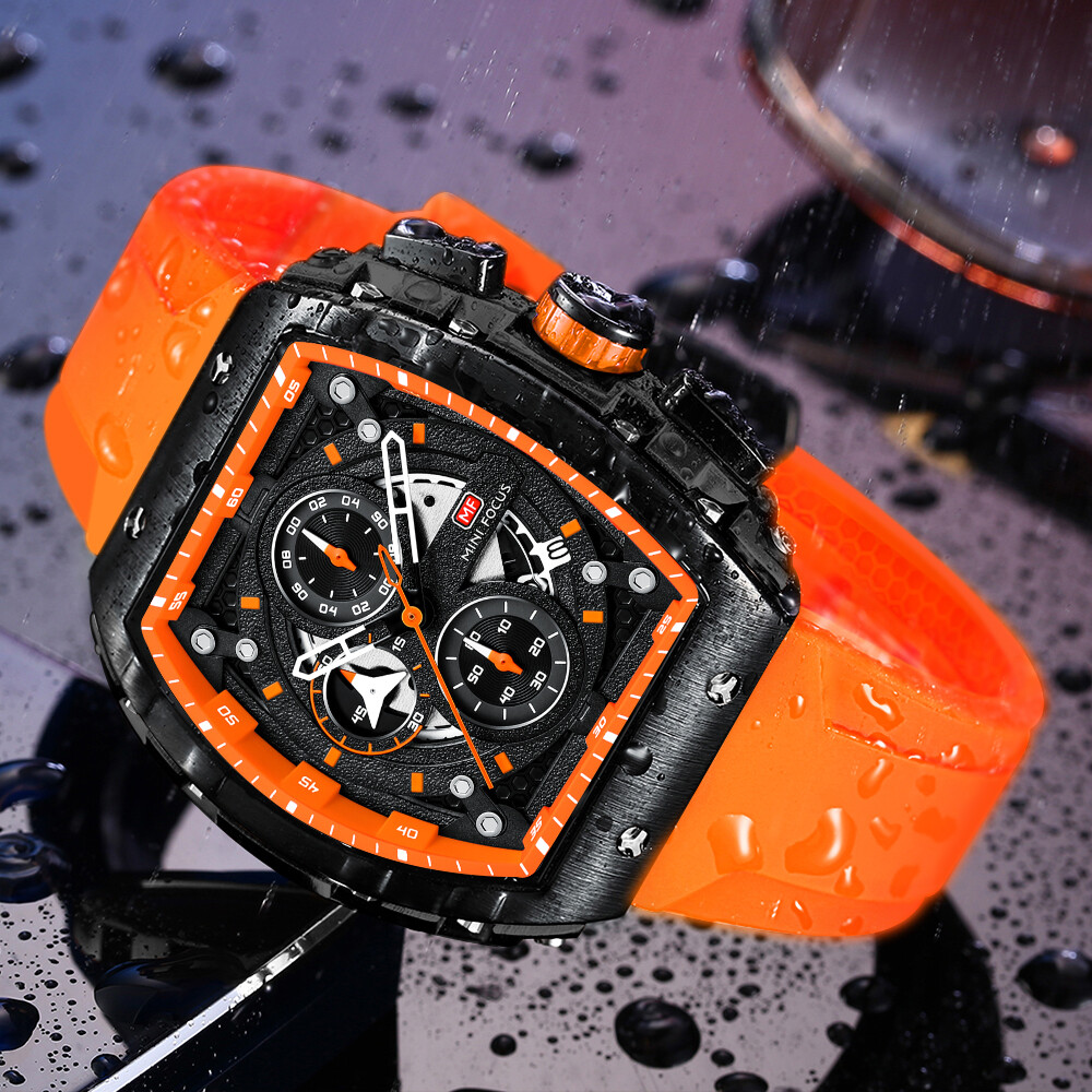 MINI FOCUS Men Watch Silicone Rectangle Date Wristwatch Military Boy Sport Watch