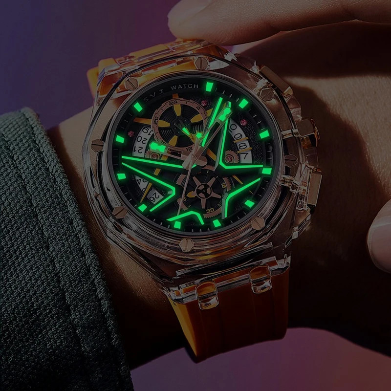 Men’s Quartz Watch Rubber Strap Waterproof Luminous Date Sport Male Wristwatch