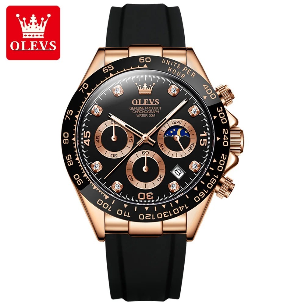 Waterproof Watch OLEVS Quartz Luxury Business Luminous Date Men Men’s Strap