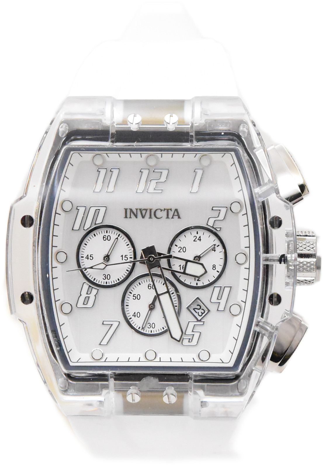 Invicta S1 Rally Crystal Chronograph Men’s 47mm Clear Case White Watch 45481