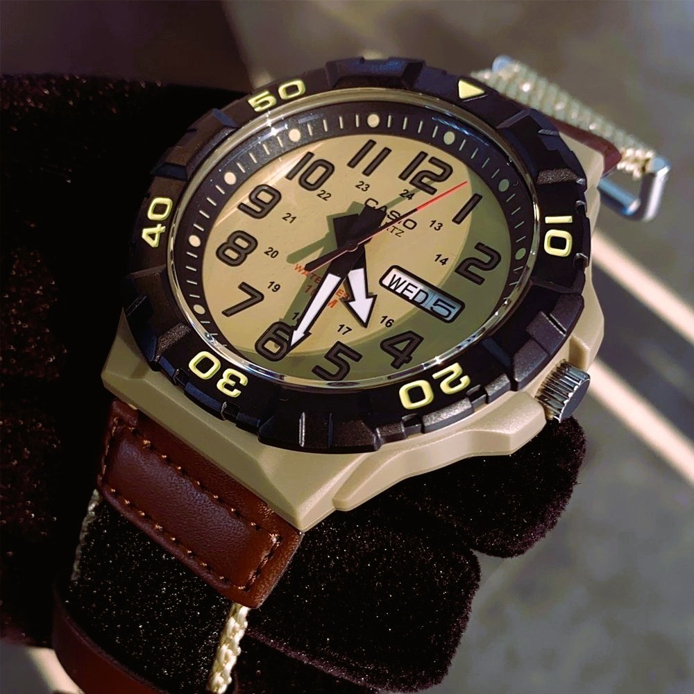 Casio MRW210HB-5BV Men’s Tan Sport Watch 100 Meter WR, Date Window, Nylon Band