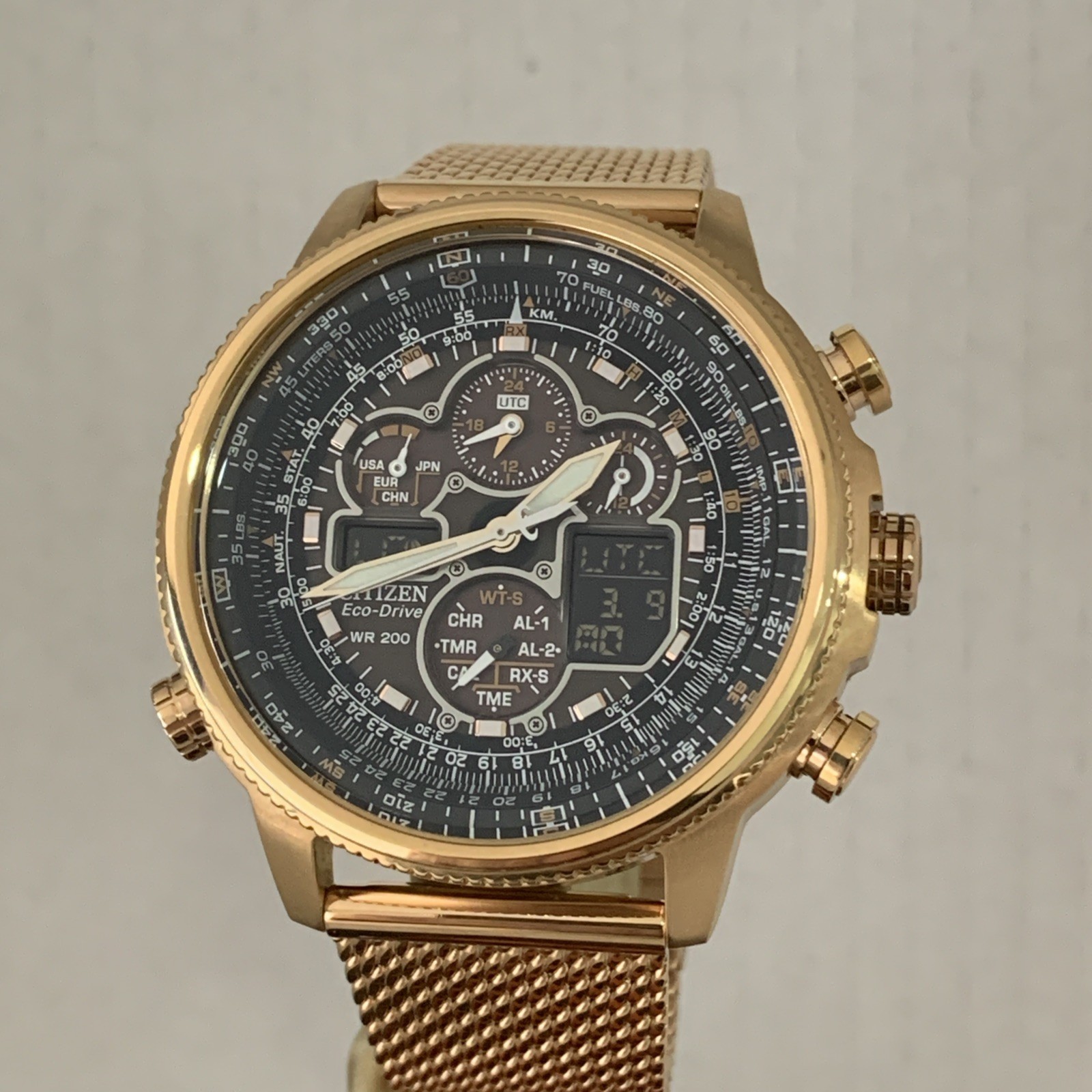 Citizen Men’s Navihawk Eco Drive R.Controlled A-T Rose Gold PVD Watch JY8033-51E