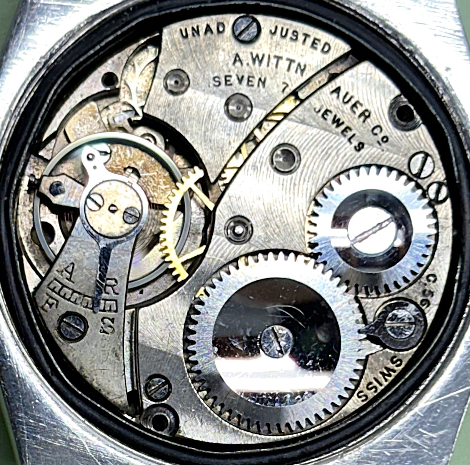 Vintage Wittnauer Allproof Contracid Stainless Steel Mens Watch Cal.56 7J 1940