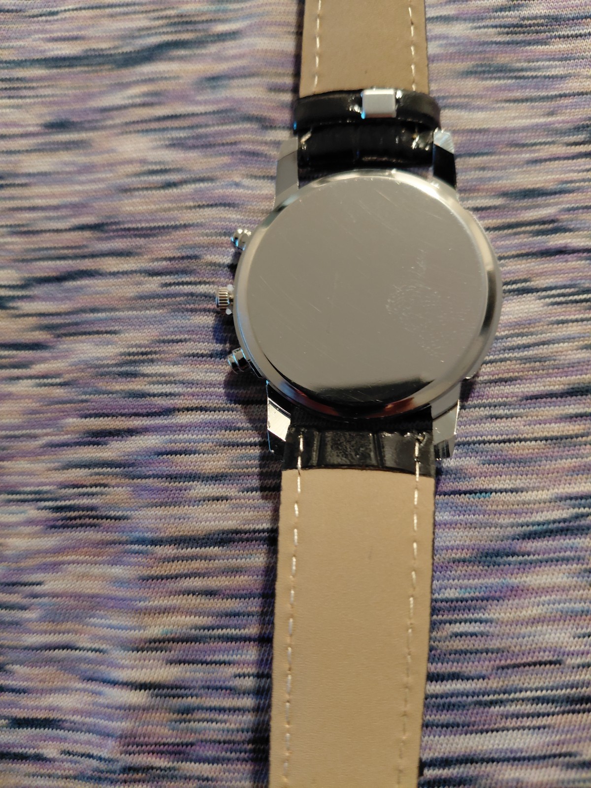 sloggi Chronograph Tachymeter Quartz Watch Black Dial Leather Strap Silver Case