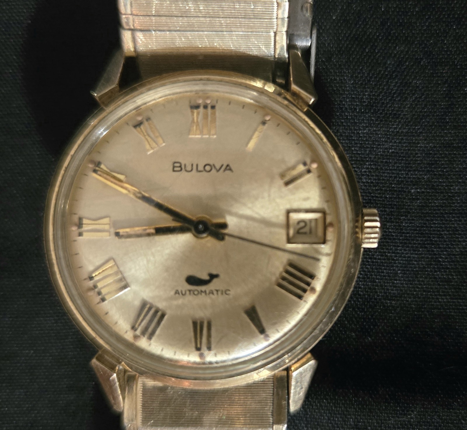 1971 Bulova Sea King Whale Automatic Men’s Watch Date Gold Tone Vintage N1