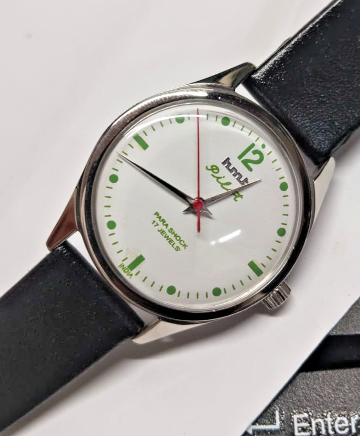 Used HMT Men’s Manual Watch Stealth Black Slim Wrist Watch HMT Pilot Hand Wind