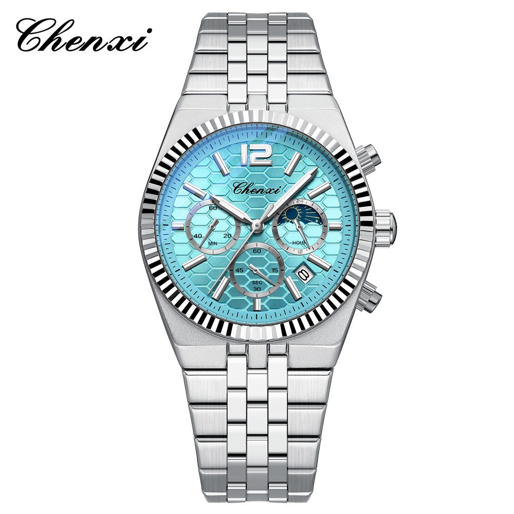 CHENXI Men Quartz Watch Chronograph Wristwatch Six-hands Male Business Watches