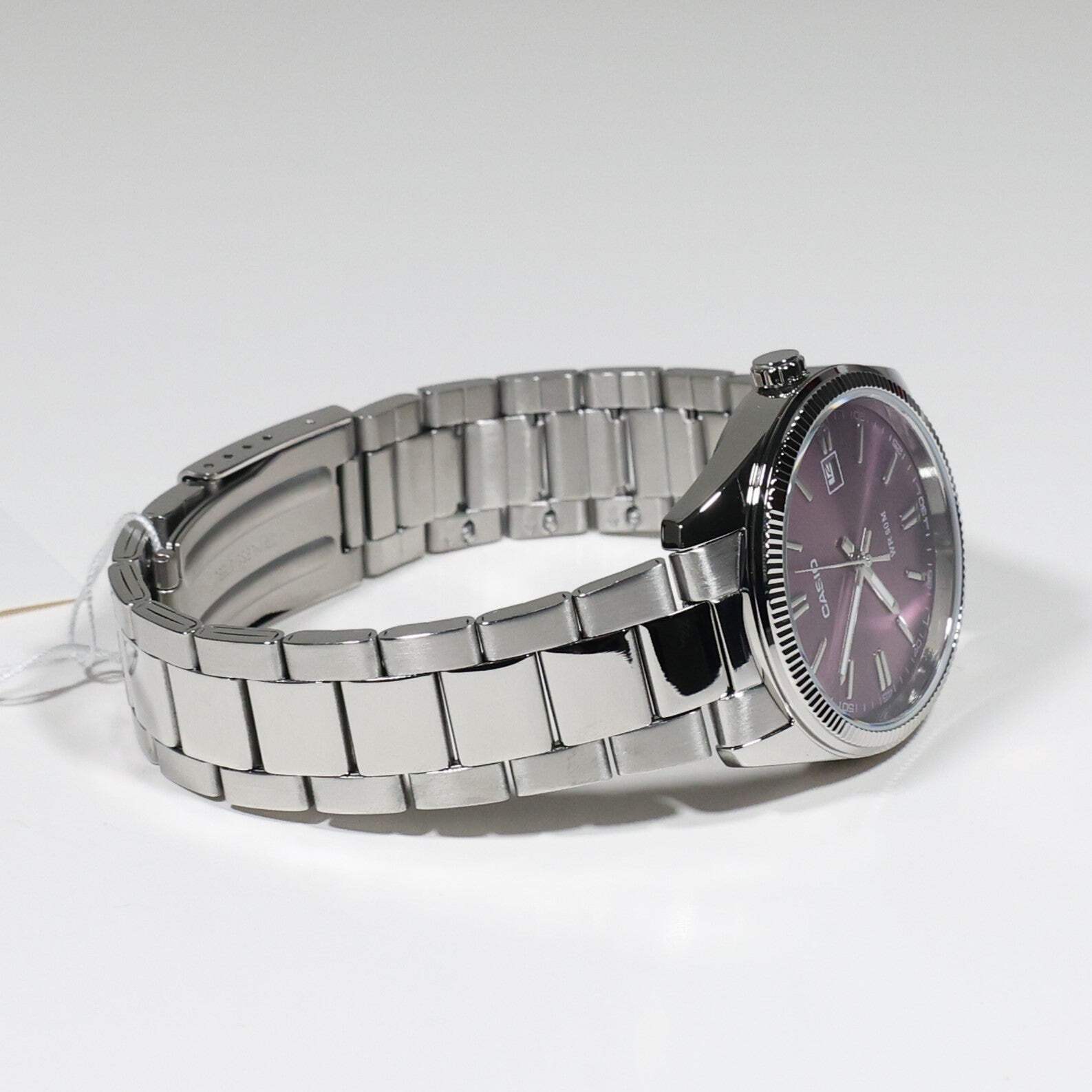 Casio Mens Vintage Purple Dial Stainless Steel Watch MTP-1302PD-6AVEF