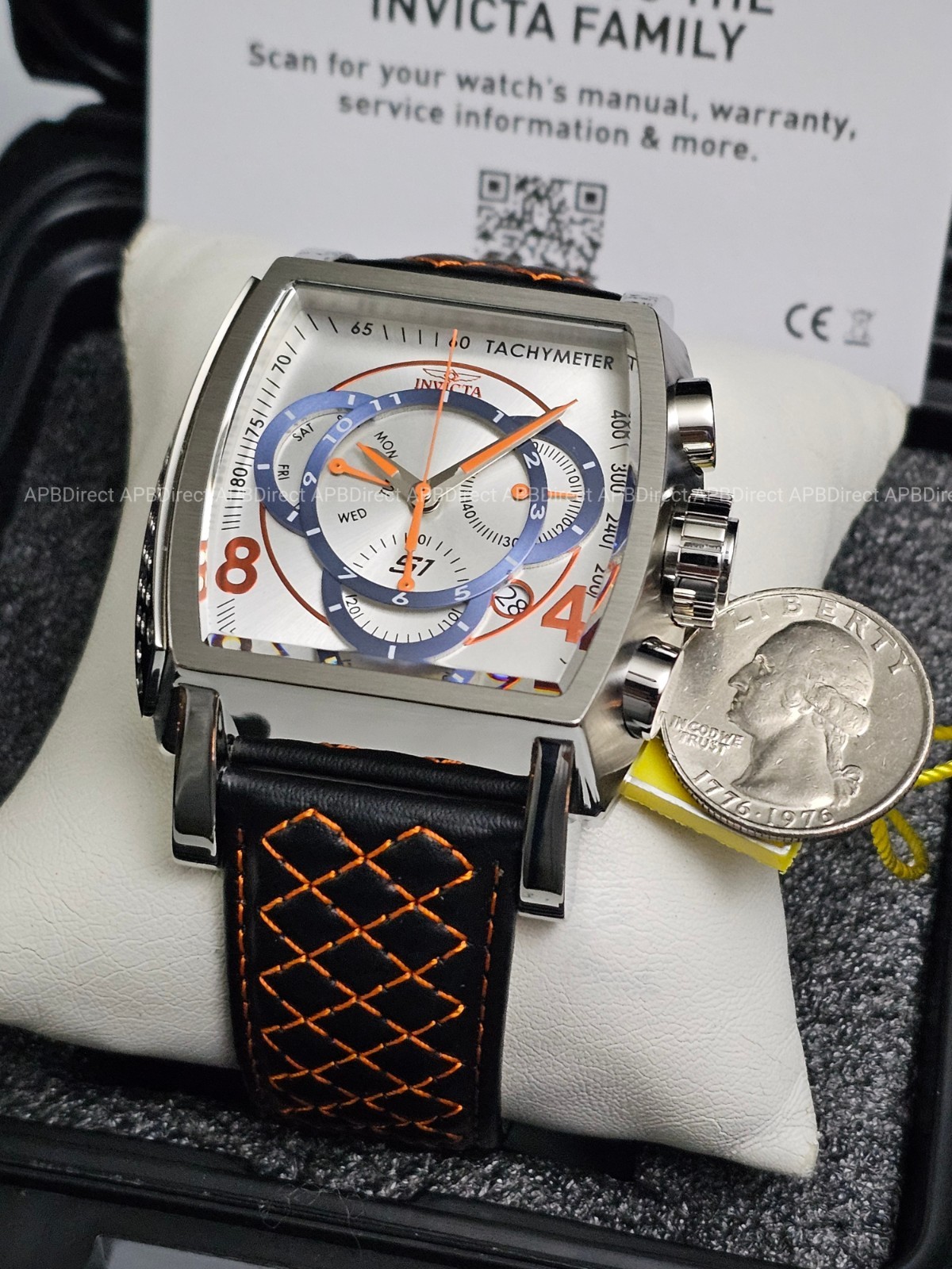 Invicta – S1 Rally – Swiss Z60 Chronograph – Black Orange Leather – Mens Watch