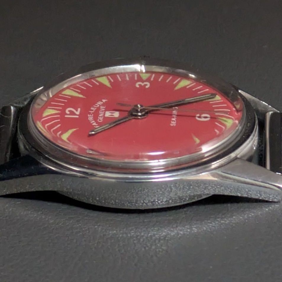 Favre-Leuba Sea King Manual Wind Red Dial Vintage Men’s Watch Swiss Made