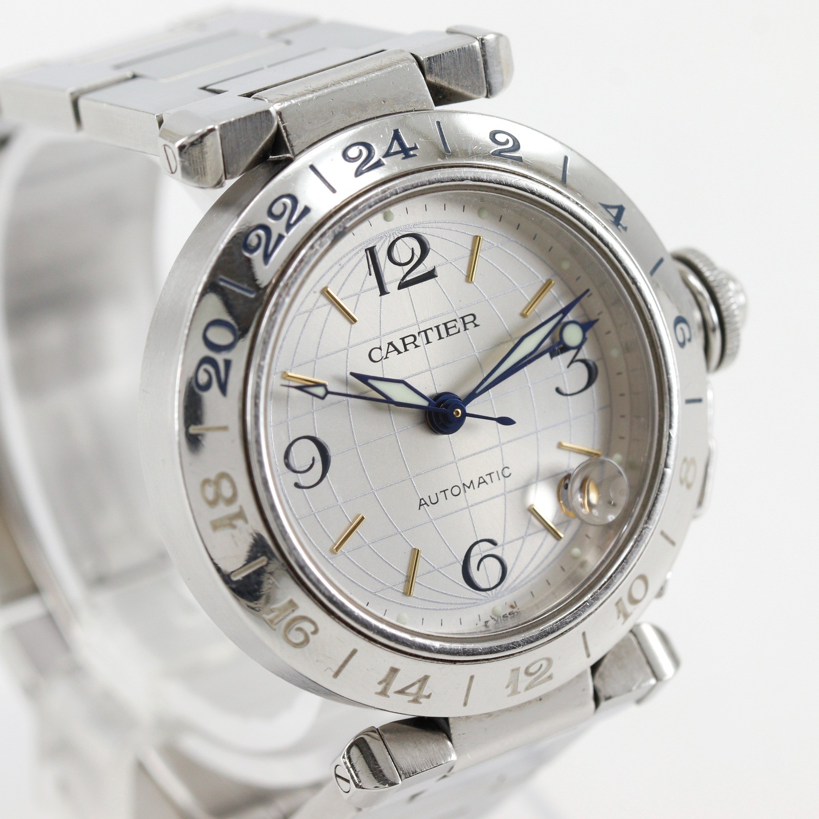 CARTIER Pasha C Meridian GMT Watches W31078M7 SilverDial Stainless Steel M…