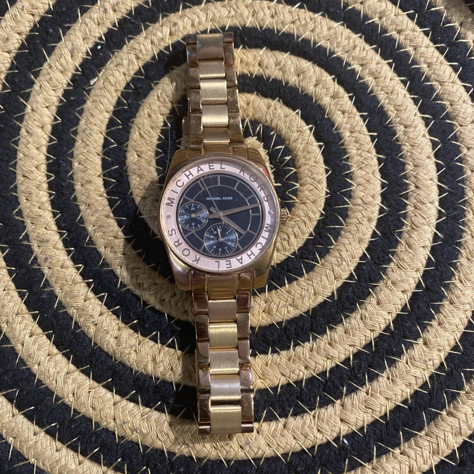 Michael Kors MK6234 Ryland Black Date Dial Rose Gold ColorSteel Band Women Watch