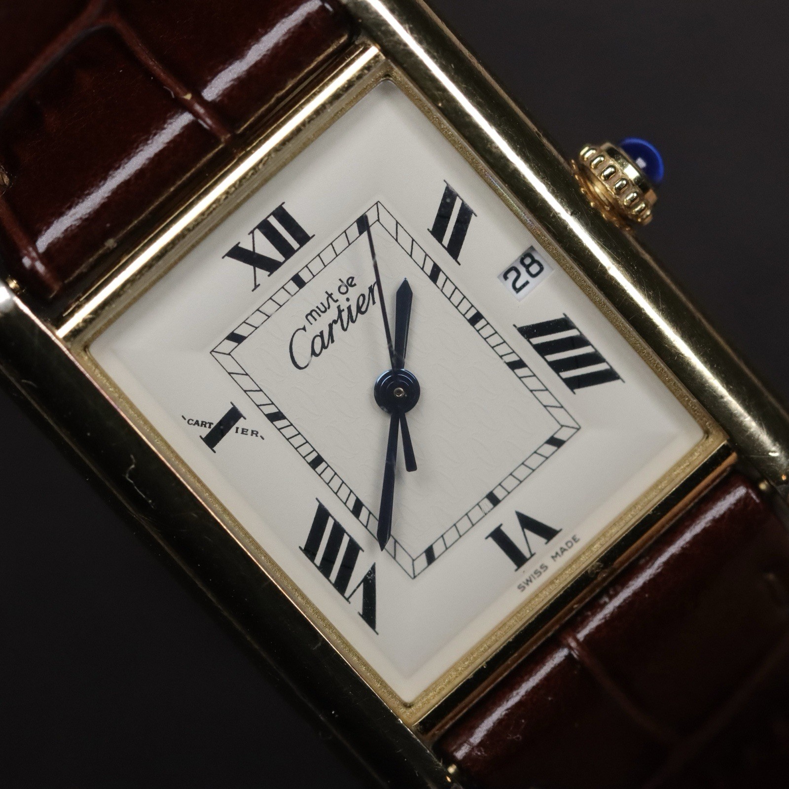 Cartier Must de Cartier Tank Vermeil Date 25mm Quartz Men’s Watch Ref. 2413