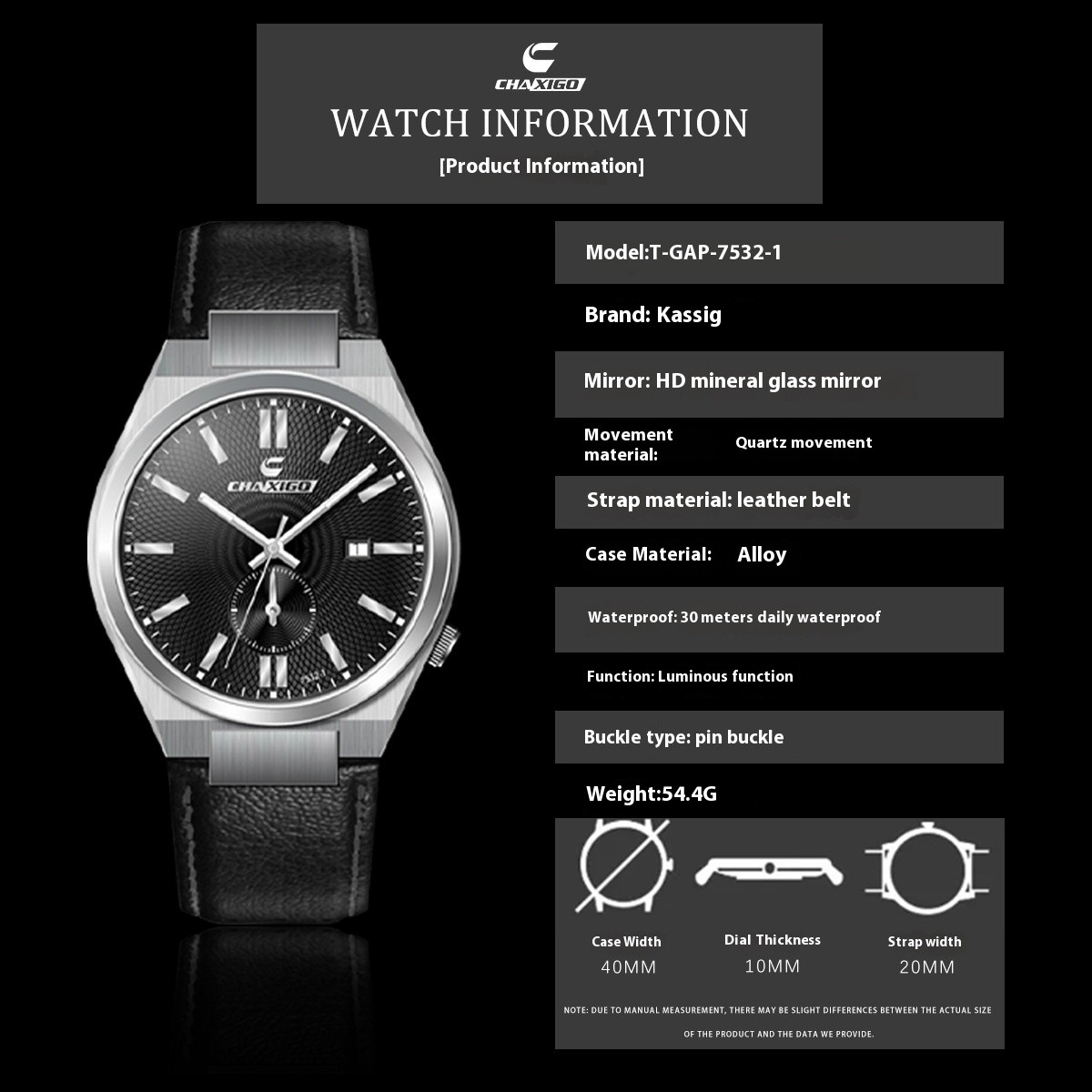 Stainless Steel Quartz Watch Waterproof Calendar Luminous Men | ShopDecimals